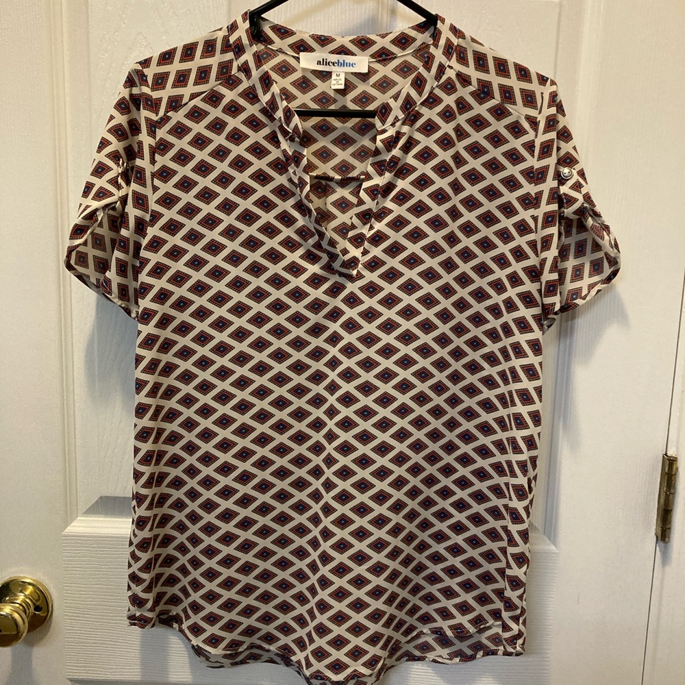 Alice Blue multi colored gently used blouse.